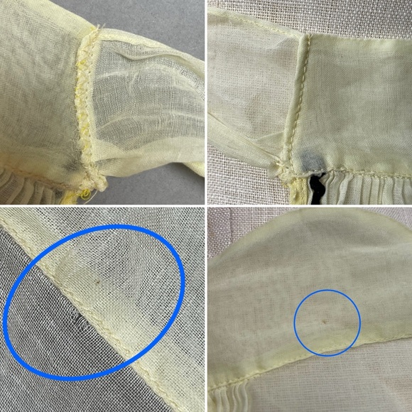 Vintage Half Apron 1950s Pale Yellow Sheer Pocket Hostess Retro Women Rickrack - Picture 8 of 16